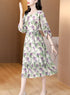 Enchanting Floral Long Sleeve Dress, Luxury Chic Ruffled Long Casual & Evening Women Dress